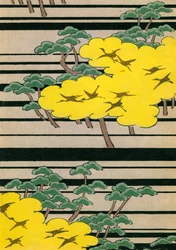 Yellow and Green Trees with Cranes