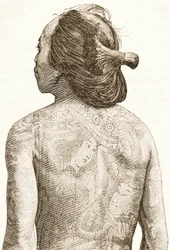 Man with traditional Japanese Irezumi tattoos, c.1880
