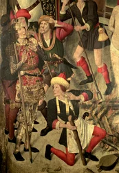 St. Vincent Altarpiece: Torment of St. Vincent on the grill, Dacian and executioners (detail)