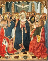 Table of Pentecost. From the Altarpiece of Constable of Portugal (1464-1465). By Jaume Huguet (1414-1492). XV Century