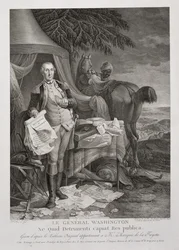 General Washington, Ne Quid Detrimenti capiat Res publica, engraved by Noël Le Mire