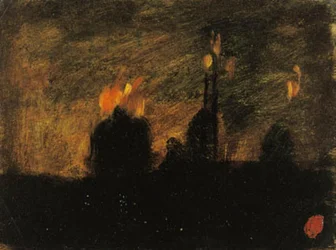 Night Scene with Fires in St-Vast-là-haut near Valenciennes