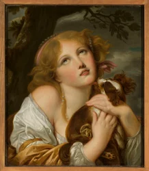 Girl with a Dog in Her Arms