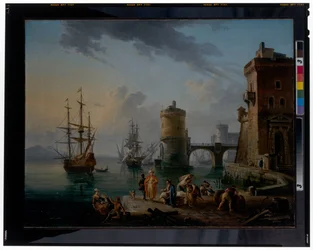 A Port Scene: Turkish Merchants on the Landing Stage in Front of Ships