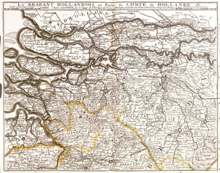 Map of Dutch Brabant (or North Brabant) and part of the County of Holland (Netherlands)