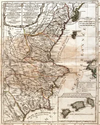 Map of the Kingdom of Valencia and Murcia (Spain)