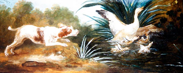 A Landscape with a Dog chasing Ducks