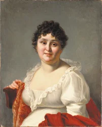 Portrait of Madame Regnault, Bust-Length, in a White Dress and Persimmon Shawl