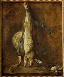 Dead Hare, a Game Bag and Powder Flask