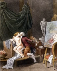 Schall: a gallant scene between the painter and his model.