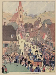 Reception of King Charles X of France in a village of the Bas Rhin, Alsace