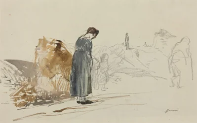 a) The Germans Have Left (recto); b) Sketch of a Man (verso)