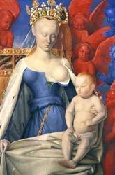 The Nursing Virgin in an Ermine Coat Depicted as Agnes Sorel (detail) (after the Virgin of Antwerp, by Jean Fouquet, circa 1452-1455)