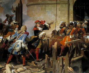 Valenciennes stormed by Louis XIV on 17 March 1677. Vauban directs the military operations