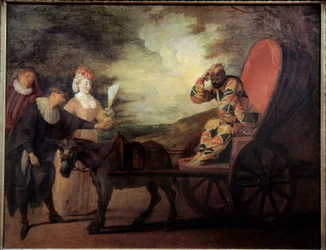 Harlequin (Arlecchino) Emperor of the Moon. Painting by Jean Antoine Watteau