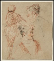 Studies of a Flutist and Two Women