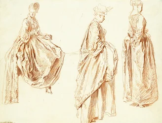 Three Ladies in Profile to the Right, One Seated, c.1713-14