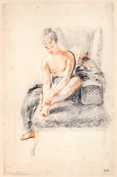 Young Woman, Nude, Holding One Foot in Her Hands