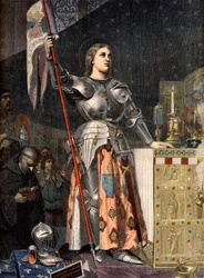 Portrait of Joan of Arc in the coronation of Charles VII (1429) engraving after Ingres