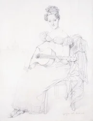 Portrait of Miss Elizabeth Keating Playing Her Guitar