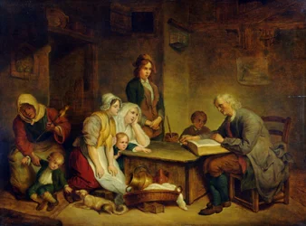 A Father Reading a Bible to his Family