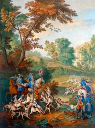 Plaque depicting the hunts of Louis XVI