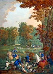Plaque Representing the Hunts of Louis XVI: The Relay at the Crossroads of the Embrassade in the Forest of Compiegne