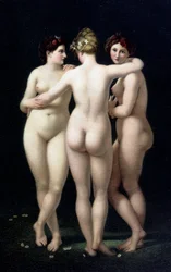 The three graces. Fac-simile from the work of Jean Baptiste Regnault (1754-1829) - postcard