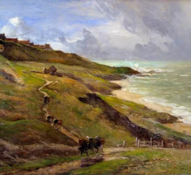 The rocks of Equihen, landscape of the Breton coast (detail)