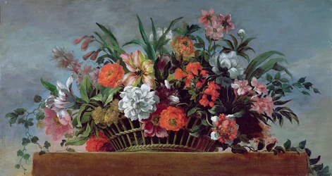 Woven Basket Filled with Flowers