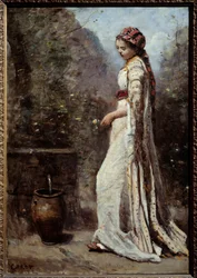 Greek girl at the fountain