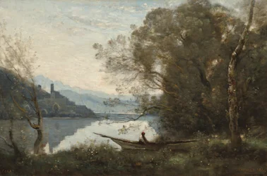 The Moored Boatman: Souvenir of an Italian Lake, 1861.