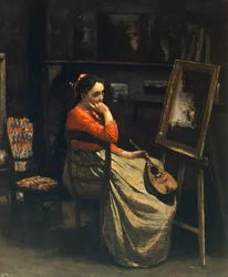 Young Woman with Mandolin by Jean-Baptiste Camille Corot