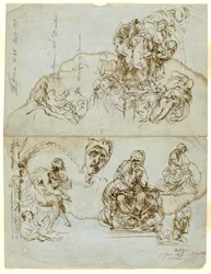 Unfinished Letter with Studies for the Ugolino Group