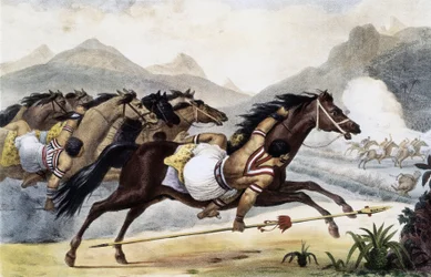 Guaycuru Indians on horseback, from "Picturesque and Historic Voyage to Brazil", Brazil