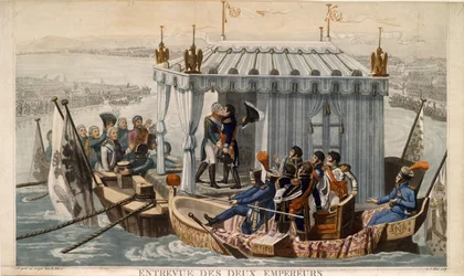 Meeting of Emperors Alexander I of Russia and Napoleon I of France at the Neman near Tilsit