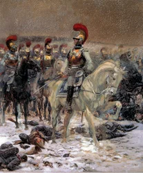 Russian Campaign of 1812: “Before the Charge, the Carabiniers at Winkowo”, 19th century, 0,89x0,79 m, Paris, Musée de l