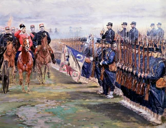 Tsar Nicolas Reviews the Troops with Felix Faure in Chalon-sur-Marne During His Visit in France, October 9th