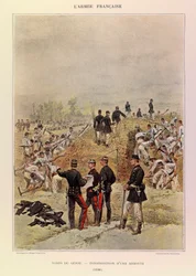 Types and Uniforms of the French Army by Captain Jules Richard, Illustrated by Edouard Detaille: Corps of Engineers; Construction of a Redoubt in 1886, Private Collection