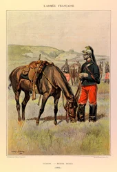 Types and Uniforms of the French Army by Captain Jules Richard, Illustrated by Edouard Detaille: Dragoon in Undress in 1885