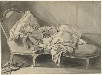 Madame Greuze on a Chaise-Longue with Her Dog