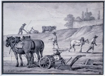 Agriculture: Plowing Scene