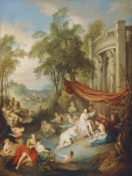 Nymphs Bathing at a Pool by a Loggia