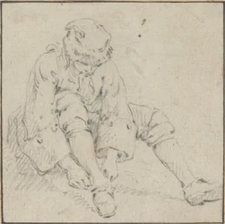 Man Pulling on His Shoe