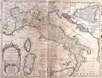 Map of Italy, with Corsica, Sardinia and Sicily