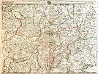 Map of Tyrol Province (Germany) (engraving)