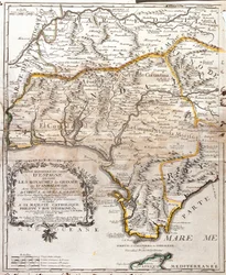 Map of the kingdoms of Granada and Andalusia (Spain)