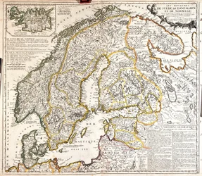Map of the kingdoms of Norway, Sweden and Denmark
