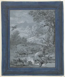 The Wolf and the Hunter (Illustrations for Fables by Jean de la Fontaine)