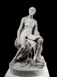 Francois-Marie Arouet dit Voltaire Nude Marble Sculpture by Jean-Baptiste Pigalle